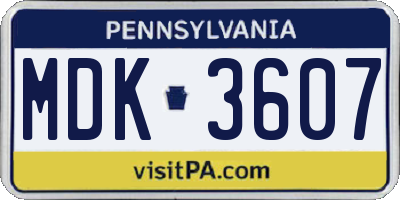 PA license plate MDK3607