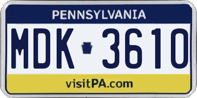 PA license plate MDK3610