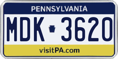PA license plate MDK3620