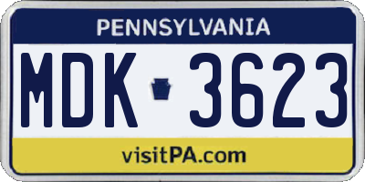 PA license plate MDK3623