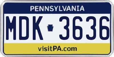 PA license plate MDK3636