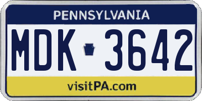 PA license plate MDK3642