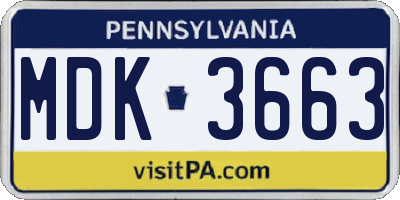 PA license plate MDK3663