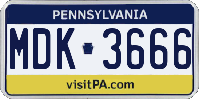 PA license plate MDK3666