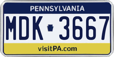 PA license plate MDK3667