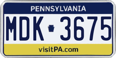 PA license plate MDK3675