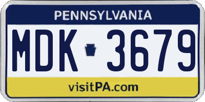 PA license plate MDK3679