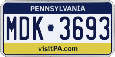 PA license plate MDK3693