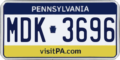 PA license plate MDK3696