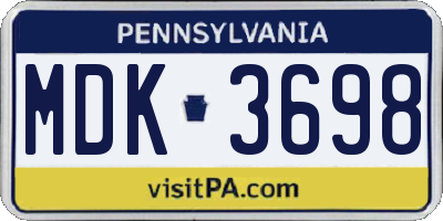 PA license plate MDK3698