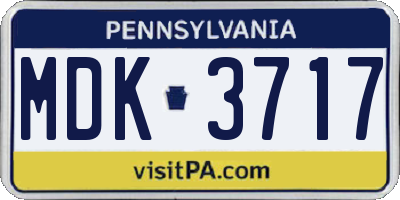 PA license plate MDK3717