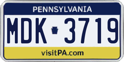 PA license plate MDK3719