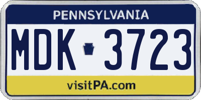 PA license plate MDK3723