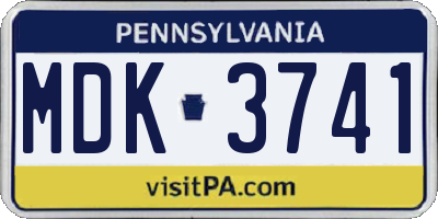 PA license plate MDK3741