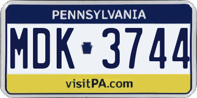 PA license plate MDK3744