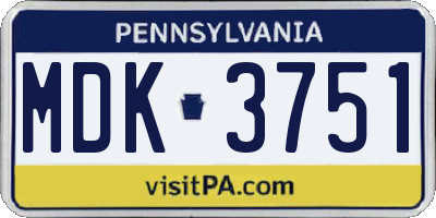 PA license plate MDK3751