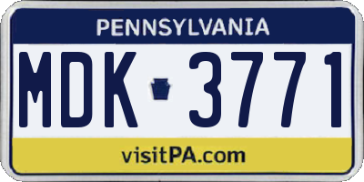 PA license plate MDK3771