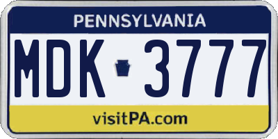 PA license plate MDK3777