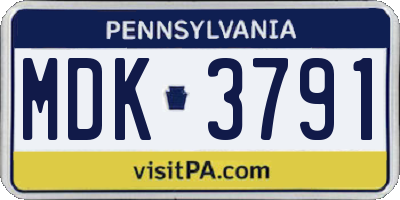 PA license plate MDK3791