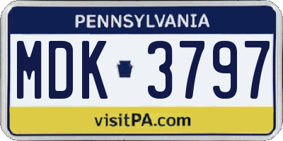 PA license plate MDK3797