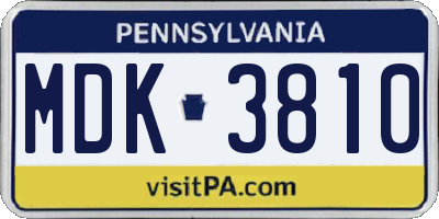 PA license plate MDK3810
