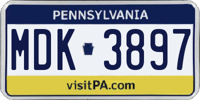 PA license plate MDK3897