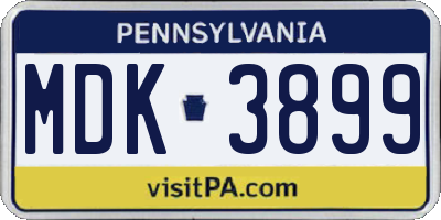 PA license plate MDK3899