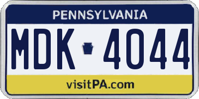 PA license plate MDK4044