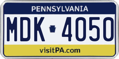 PA license plate MDK4050