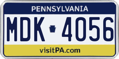 PA license plate MDK4056