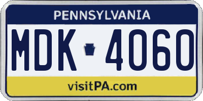 PA license plate MDK4060