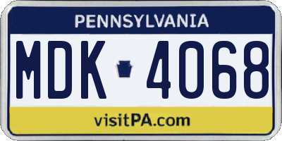 PA license plate MDK4068