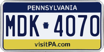 PA license plate MDK4070