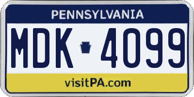 PA license plate MDK4099