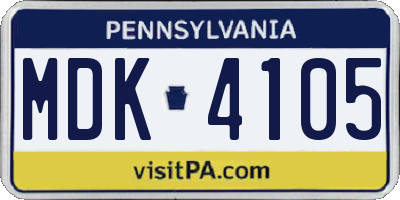 PA license plate MDK4105