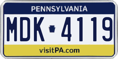 PA license plate MDK4119