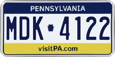 PA license plate MDK4122