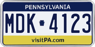PA license plate MDK4123