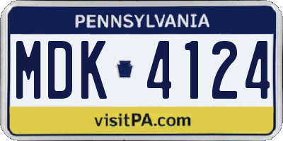 PA license plate MDK4124
