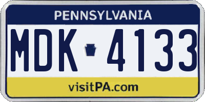 PA license plate MDK4133