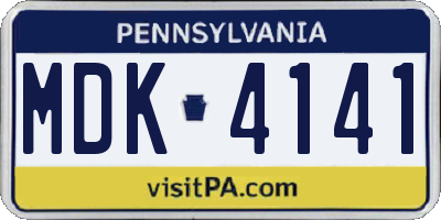PA license plate MDK4141