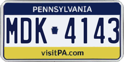 PA license plate MDK4143