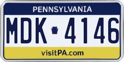 PA license plate MDK4146