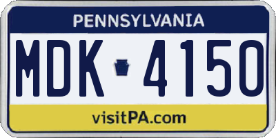 PA license plate MDK4150