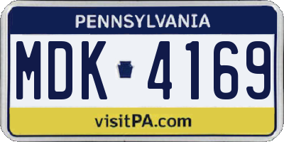 PA license plate MDK4169