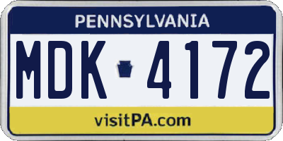 PA license plate MDK4172