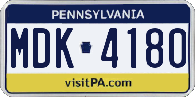 PA license plate MDK4180