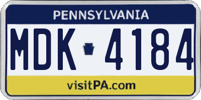 PA license plate MDK4184