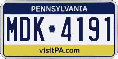 PA license plate MDK4191