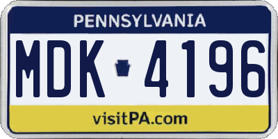 PA license plate MDK4196